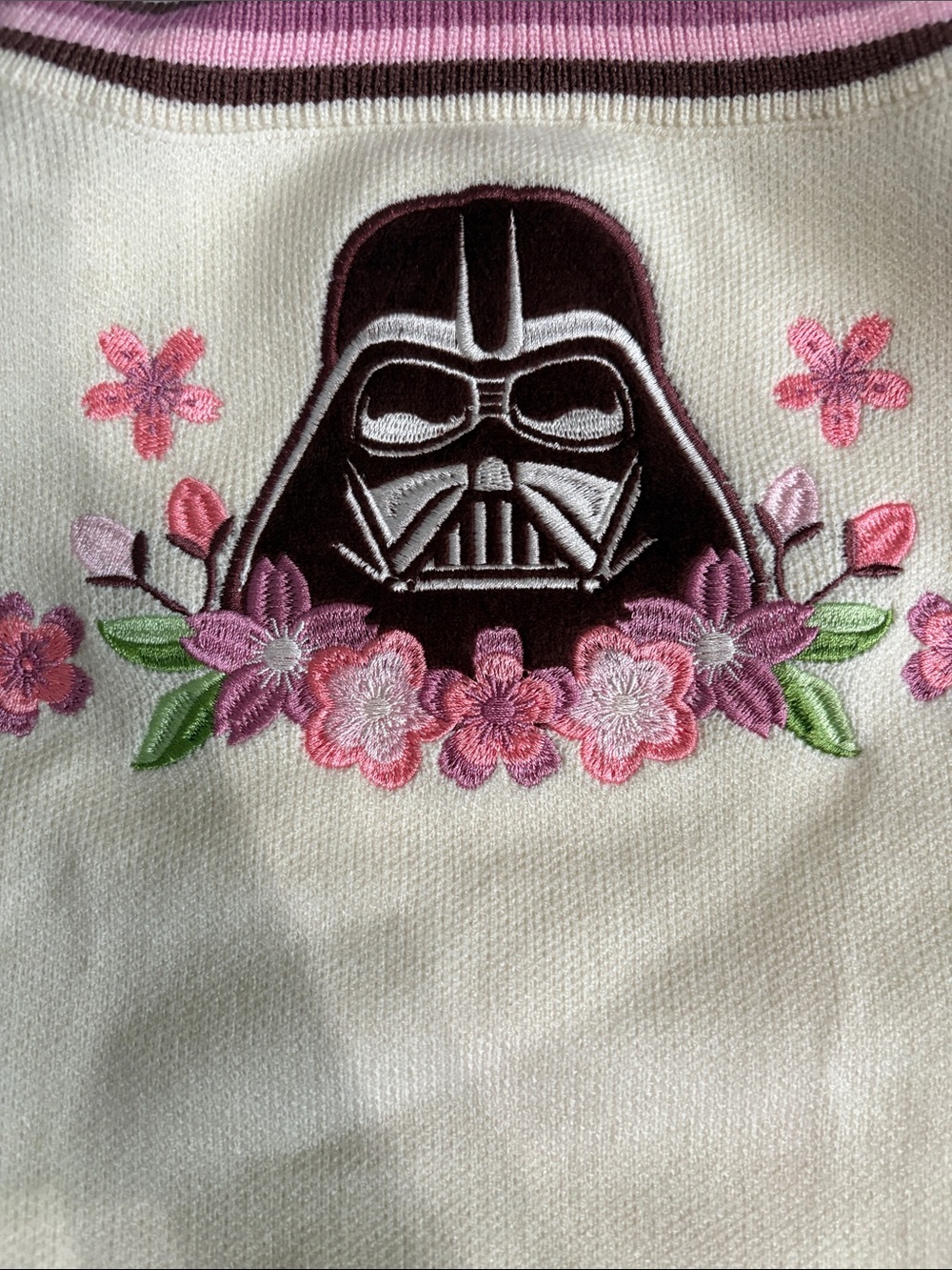 Lunchbox Darth Vader Floral Knit Tank Top in Cream and Pink Disney - Picture 2 of 4